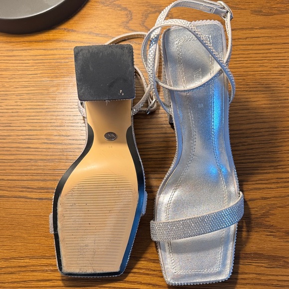 Silver Rhinestone Strappy Block Heels - Picture 3 of 3